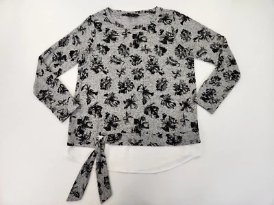 Suéter Simply Vera Wang Mujer M Gris Floral Capa Simulada Corbata Acento Suave Lagan Foto 1 de 4