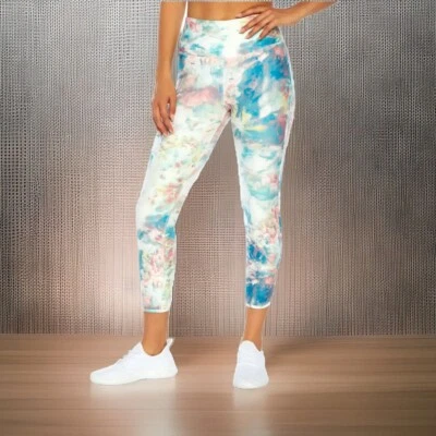 Leggings Capri Aiden Cerradura En Verde Hielo Onda Marea Tie Dye XS Compresión Foto 1 de 4