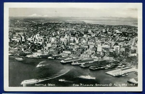 Seattle Washington Wa Airview Skyline Harbor Echtfoto Postkarte - Bild 1 von 2