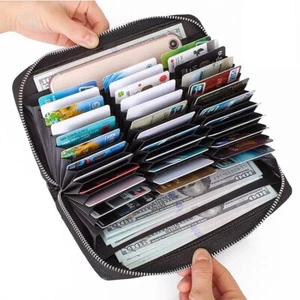 Women 36 Slots RFID Blocking Card Holder Long Leather Zipper Accordion Wallet - Picture 1 of 20