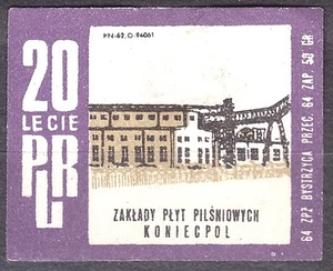 POLAND 1964 Matchbox Label Z#549 I, 20th PRL - Fountain Plates, Koniecpol. - Picture 1 of 1