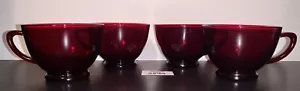4 Royal Ruby Red Glass PUNCH CUPS Anchor Hocking Vintage - Picture 1 of 6
