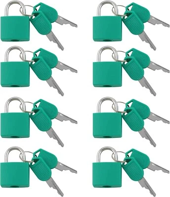 Small Mini Durable ABS Cover Brass Body Individually Keyed Padlock 8pc Turquoise - Image 1 of 4