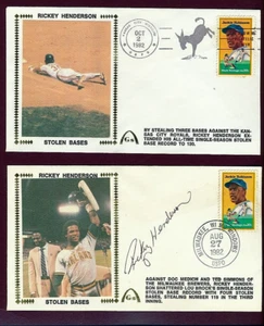 1982 Rickey Henderson FDC First Day Covers Lot Stolen Base Champ One Autograph - Picture 1 of 2