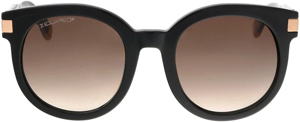 Óculos de sol DSQUARED2 DQ0134 01F preto ousado redondo plástico Itália 52-22-135 DQ 0134 - Imagem 1 de 4
