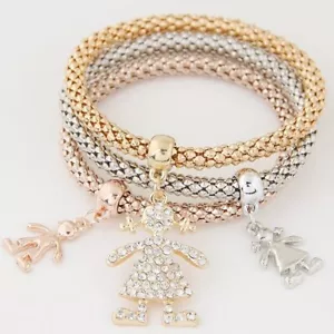 3PCS Set Crystal Bracelets & Bangles 2022 Gold Color Wrap Charm Bracelets - Picture 1 of 2