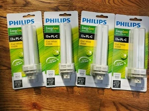 4 Phillips 13W PL-S • Cool White 4100K • CFL ENERGY SAVER REPLACEMENT - Picture 1 of 1