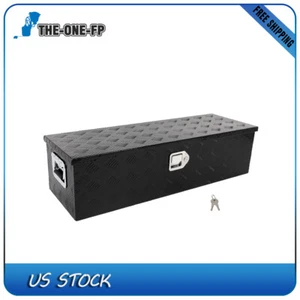 39"X13"X10" BLACK ALUMINUM PICKUP TRUCK TRUNK BED TOOL BOX TRAILER STORAGE - Foto 1 di 11