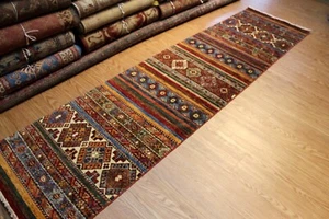 TOP QUALITY HANDMADE 2'7" X 10' HALL RUNNER JEWEL COLORS VEGETABLE DYES WOOL RUG - Picture 1 of 11