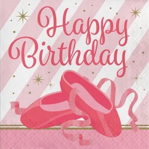 Twinkle Toes 16 "Happy Birthday" Luncheon Napkins Ballerina Ballet - Picture 1 of 1