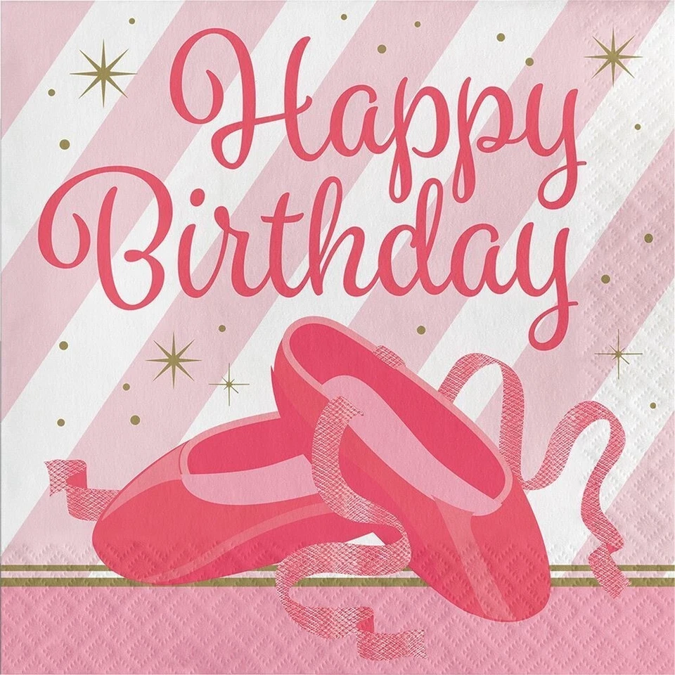 Twinkle Toes 16 "Happy Birthday" Luncheon Napkins Ballerina Ballet - Image 1 of 1