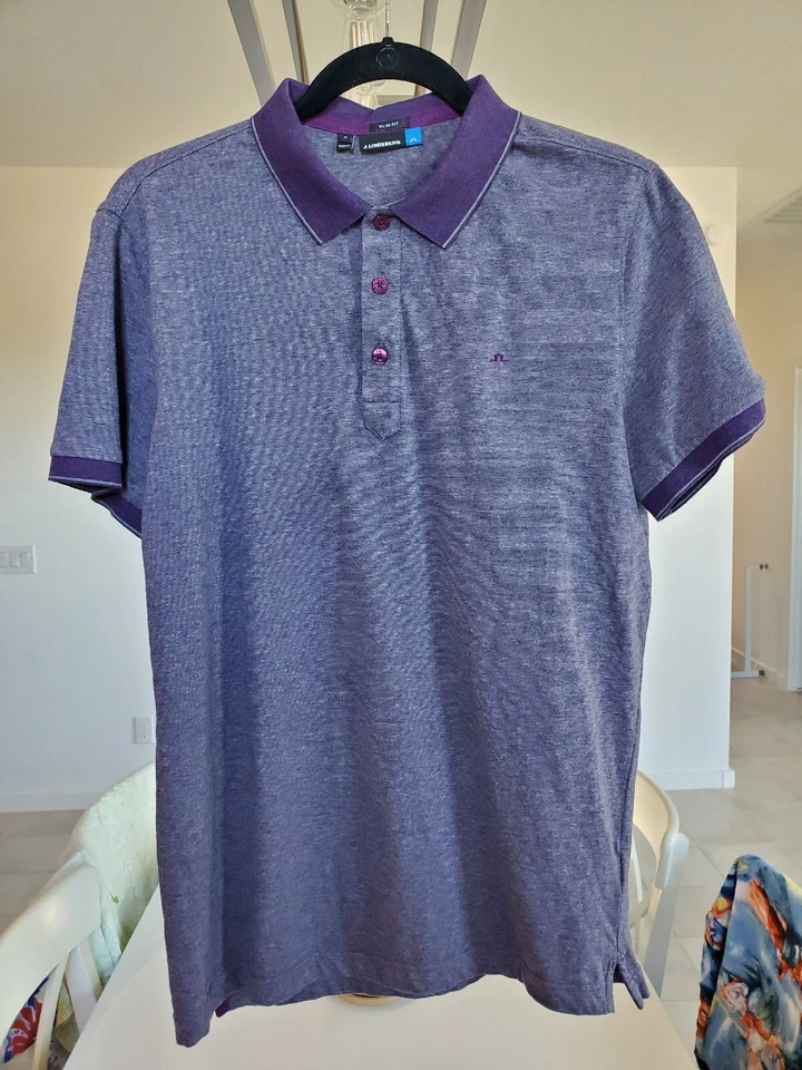Camisa Polo J Lindeberg Para Hombre Mediana Púrpura Calce Ajustado Rendimiento Golf Foto 1 de 4