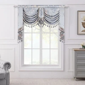 Loom and Mill Luxury Jacquard Waterfall Valance for Living Room Bedroom, Eleg... - Picture 1 of 7