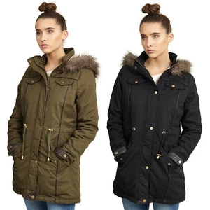 NEW LADIES WOMENS GIRLS JACKET HOODED WINTER TOP PARKER PARKA COAT PLUS SIZE - Picture 1 of 14