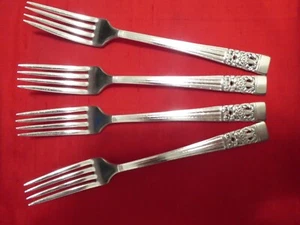 COMMUNITY SILVER PLATE CORONATION 1963 SALAD DESSERT FORKS XFOUR (4) 7" - Picture 1 of 7