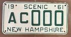 New Hampshire 1961 Sample License Plate # Ac000
