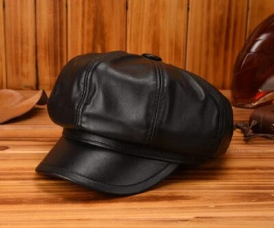 Sombrero de pintor boina de cuero brote inglés sombrero octogonal vintage Foto 1 de 4