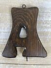 Initial Letter "A” w/Hooks wood wall Hanging Retro Vintage 1977 Wallace Berrie-2