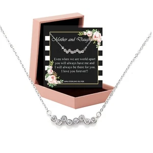 Sterling Sterling Mother Daughter Necklace with Zircon Mother's day Gift - Picture 1 of 6