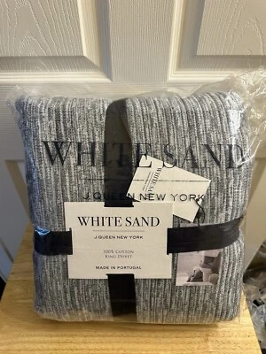 New J. Queen New York White Sands Blue Bay King Duvet Cover Only - Image 1 of 3