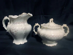 J & G Meakin English Floral With Gold Trim Creamer and Sugar Bowl with Lid - Picture 1 of 11