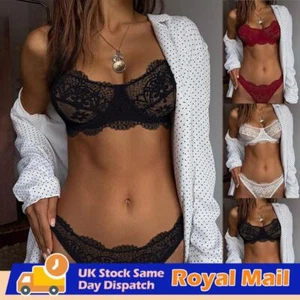 Womens Lace Sexy Push Up Bra Knickers Briefs Set Nightwear Underwear Lingerie - Picture 1 of 13