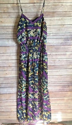 NUEVO Vestido Solero Maxi Vacaciones de Verano Estampado Floral Púrpura para Mujer Talla XS Merona (E9) Foto 1 de 4
