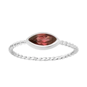 6X3MM Marquise Garnet 925 Sterling Silver Twisted Rope Solitaire Women Ring - Picture 1 of 6