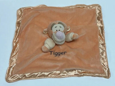 Disney Tigger Naranja Lovey Seguridad Acurrucada Satén Manta Sonajero Felpa Foto 1 de 4