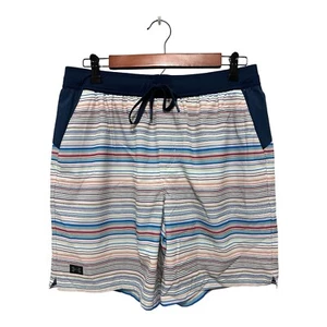 Under Armour Swim Shorts Swim Trunks Mens Size Large Multicolor Stripe Navy Blue - Picture 1 of 9