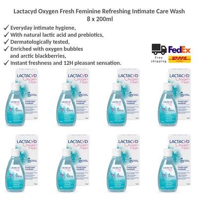 Lactacyd Oxígeno Fresco Refrescante Cuidado Íntimo Lavado para Todo Tipo de Piel 8x200ml Foto 1 de 4