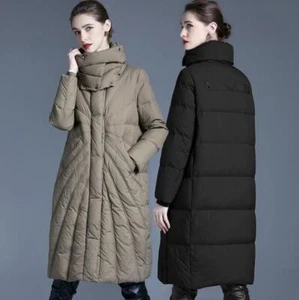 Womens Fashion Winter Stand Collar Long Sleeve Loose Warm Duck Down Coats Parkas - Picture 1 of 13