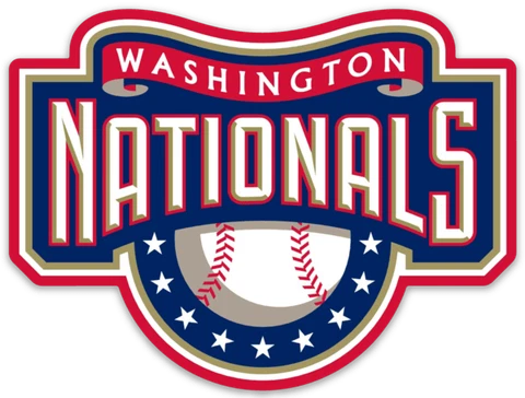 Washington Nationals Baseball w/ RW&B, Banner Logo Type MLB Die-Cut MAGNET Cover