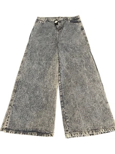 Boohoo Womens Plus Size High Rise Extra Wide Leg Split Hem Acid Wash Jeans US 14 - Picture 1 of 15