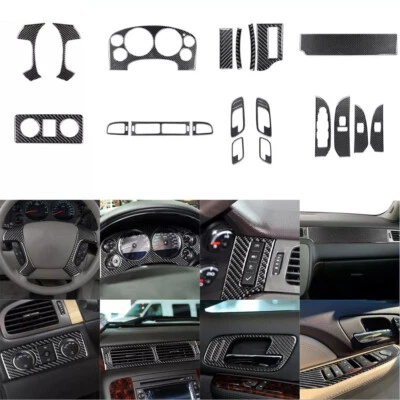 Kits de molduras interiores de fibra de carbono real de 23 piezas para Silverado/Tahoe/Sierra 2007-2013 Foto 1 de 4