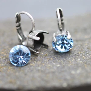 8mm Ohrringe fassung- Antik Silber - Für Swarovski & Preciosa - DIY Schmuckzubeh - Picture 1 of 13