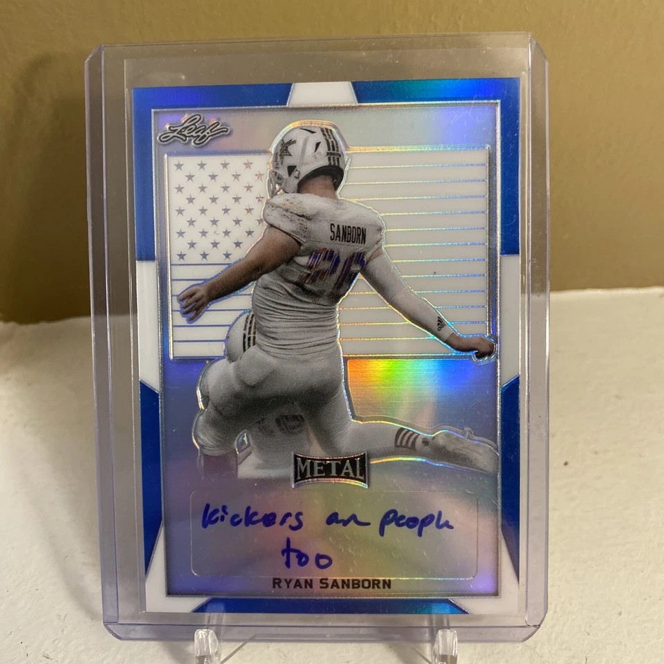 2019 Leaf All American Bowl Ryan Sanborn #7/12 Blue AUTO  Kickers Are People Too - Image 1 of 2