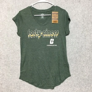 UNC Charlotte Forty-Niners Womens Large 12/14 Shirt Green Short Sleeve V-neck - Picture 1 of 9