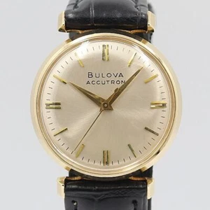 Bulova Accutron 14K/585/34.1g Round Tuning Fork Deadstock not working as is - Picture 1 of 4