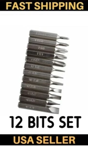 12pcs Cross Phillips Screwdriver Bit Set Ph000 Ph00 Ph0 Ph1 Ph2 Slotted 4MM Hex - Picture 1 of 4