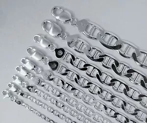 Collar italiano de 16 pulgadas, cadena marina, plata esterlina 0,925 pura (3 mm a 8 mm) - Imagen 1 de 5