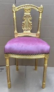 Casa Padrino Barock Damen Stuhl Rosa / Gold - Antik Stil Schminktisch Stuhl - Bild 1 von 3