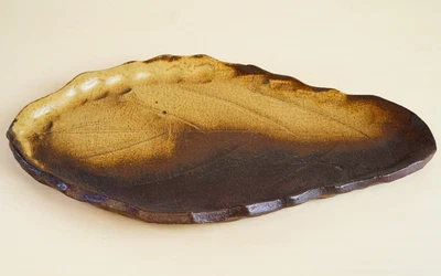 Japanese Bonsai Pot Suiban Toban 13.2"(33.6cm)  moss tray Leaf-shape Y940 - Image 1 of 4