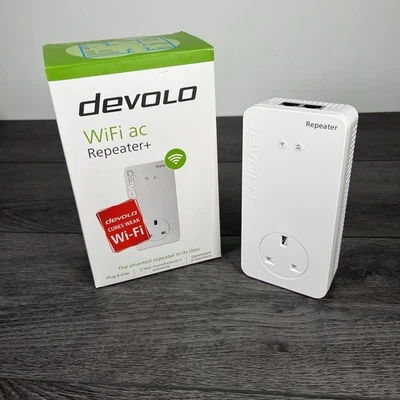 Devolo WiFi Repeater+ AC Network Booster Range Extender 2 LAN White UK MT3048 - Image 1 of 4