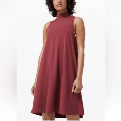 Lululemon Womens Small All Aligned A-Line Dress Chianti Red High Neck Flowy - Image 1 of 4
