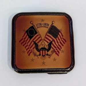 VINTAGE 70s Masterwork Bi-Centennial USA Eagle Brass Bronze Square Belt Buckle - Picture 1 of 8