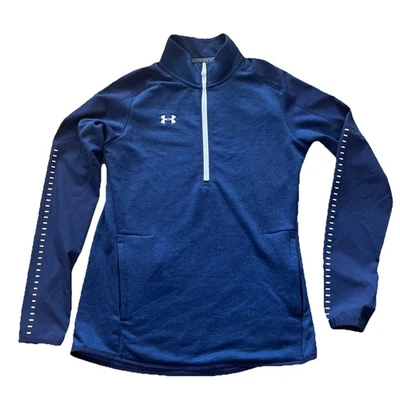Pullover Under Armour para mujer Cold Gear 1/2 cremallera azul talla pequeña elástico Foto 1 de 4