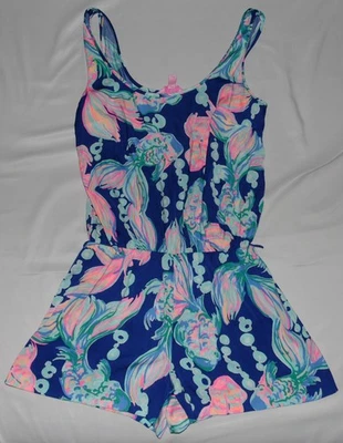 Mono Mameluco Lilly Pulitzer Talla XS Azul Rosa Estampado Poliéster Ligero Foto 1 de 4
