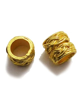 10 PIEZAS 10X9MM COBRE MACIZO AGUJERO GRANDE CUENTAS CHAPADO EN ORO 18K 369 FUL-295 Foto 1 de 3