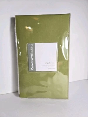 Juego de 2 fundas de almohada Crate & Barrel 450 TC 100 % algodón Pima King verde verde nuevas Foto 1 de 4